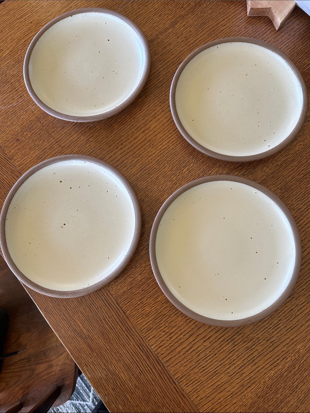 East Fork panna cotta Stoneware side Plates with Brown Rim - Set of 4